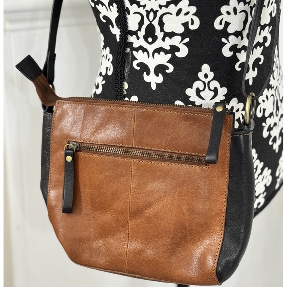 Diba True Crossbody Handbag Brown Black Leather Brass Purse Shoulder Bag BOHO - Picture 3 of 9